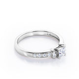 Certified Channel Set 0.50 Ct Princess Lab Diamond Engagement Ring