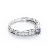 0.40 Ct Round Cut Salt and Pepper Diamond Floral Engagement Ring