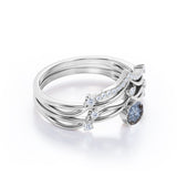 Crown 0.95 Ct Round Salt and Pepper Diamond Wedding Ring Set