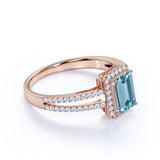 1.75 ct Emerald Aquamarine Halo Split Shank Engagement Ring