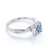 1.25 ct Cushion Aquamarine Infinity Halo Engagement Ring