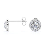 Halo 0.60 CT TDW Round  White Certified Lab Diamond Antique Stud Earrings in White Gold