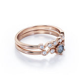 Twist 0.85 Ct Round Salt and Pepper Diamond Wedding Ring Set