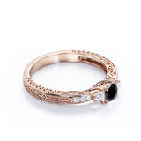 1.2 Carat Round Cut Lab Grown Black Diamond 3 Stone Engagement Ring In White Gold