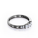 Seven Stone - 0.25 TCW Princess and Round Cut Diamond - Shared Prong Pave Wedding Band in White Gold