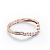 0.15 TCW Round Cut Diamond - Pave Channel Design - Curved Shank Starlight Wedding Band - 10K Rose Gold