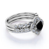 2 ct Trio Lab Black Diamond Wedding Ring Set