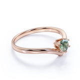 Contour Solitaire 1.25 Carat Round Cut Solid Dendritic Mossy Green Agate Classic Engagement Ring