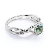 1.25 Ct Round Green Moss Agate Infinity Engagement Ring