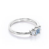 1 ct Princess Aquamarine Three Stone Engagement Ring