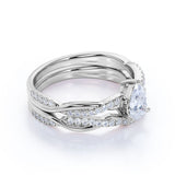 Infinity 1.25 Carat Pear Cut Moissanite Pave Wedding Ring Set