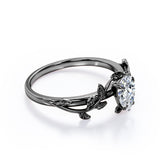 Leaf Style 1 Carat Pear Cut Moissanite Engagement Ring