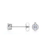 Starburst Bezel 1 Carat Round Cut Certified Moissanite Milgrain Solitaire Stud Earrings
