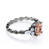 Twisted Rope Shank 1 carat Oval Morganite Engagement Ring in White Gold