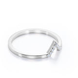 Chevron Flat Band 0.15 TCW Round Shaped Diamond Pave Accented Wedding Band in Rose Gold