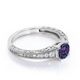 1.25 Ct Round Lab Alexandrite Filigree Engagement Ring