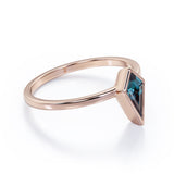 Solitaire 0.85 Carat Kite Shaped Lab Created Alexandrite Bezel Set Engagement Ring  In White Gold