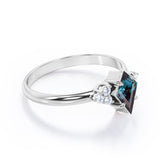 Asymmetric Bezel Set 1 Carat Kite Shaped Lab Created Alexandrite And Diamond Seven Stone Engagement Ring In White Gold