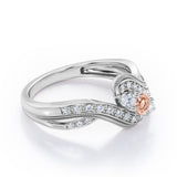 Double Milgrain Curve Infinity 0.7 carat Round Morganite and Moissanites Engagement Ring in Rose Gold