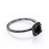 1.5 ct Cushion Lab Black Diamond Halo Engagement Ring