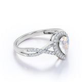 1.50 Carat Teardrop Moonstone Wedding Ring in Rose Gold - Moonstone Minimalist Ring