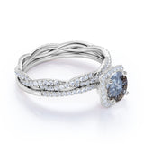 1.50 Ct Round Salt and Pepper Diamond Eternity Bridal Set