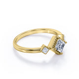 1 Carat Princess Cut Moissanite And Diamond Three Stone Pave Engagement Ring In White Gold