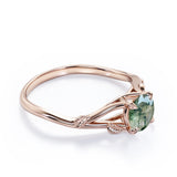 Split Shank 0.75 Carat Round Cut Moss Agate Promise Ring