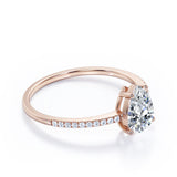 Classic Pave 0.7 carat Pear Moissanite and diamond Engagement Ring in White Gold