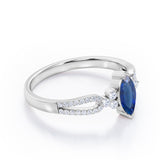 Affordable 1.45 Carat Marquise Cut Sapphire And Diamond Double Shank Engagement Ring In Rose Gold