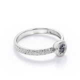 Antique Filigree 1 Carat Round Cut Mystic Black Rutilated Quartz Bezel Set Engagement Ring in Rose Gold