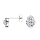 Twisted Scallop 0.43 CT TDW Round Certified Lab Diamond Claw Set Stud Earrings in Rose Gold