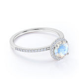 1.5 ct Round Blue Moonstone Halo Engagement Ring