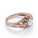 Seven Stone 1.05 Carat Round Cut Moonstone And Diamond Vintage Filigree Engagement Ring In White Gold