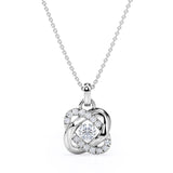 Fancy Knot 1.10 Carat Round Certified Moissanite and Diamond Swirl Pave Pendant Necklace in Black Gold
