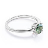 Solitaire 1.5 Carat Round Cut Moss Agate Engagement Ring
