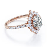 Enchanted Classic Milgrain Halo 0.8 carat Oval Moissanite and Diamond Engagement Ring in Black Gold