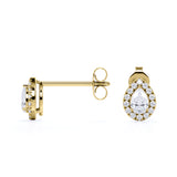 Solitaire Bezel Set 1.10 Carat Pear Cut Certified Moissanite and Diamond Micro Pave Studs - Earrings in White Gold for Women