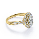 Infinity 1.75 Carat Oval Cut Moissanite and Diamond Double Halo Engagement Ring in Rose Gold