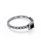 1.25 Carat Princess Cut Lab Grown Black Diamond Modern Art Deco Engagement Ring In White Gold