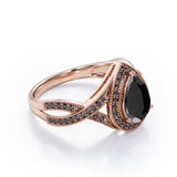 1.5 ct Teardrop Lab Black Diamond Halo Infinity Engagement Ring