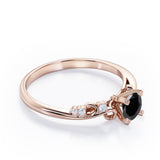 Unique Four Prong 1.05 Carat Round Cut Black Diamond Seven Stone Engagement Ring In Rose Gold