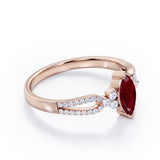 Affordable 1.45 Carat Marquise Cut Lab-Created Ruby And Diamond Double Shank Engagement Ring In White Gold