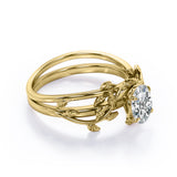 1 Carat Oval Cut Moissanite  Butterfly Style Wedding Ring Set In White Gold