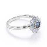 Flower 1 Ct Round Salt and Pepper Diamond Engagement Ring