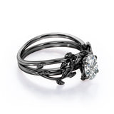 1 Carat Oval Cut Moissanite  Butterfly Style Wedding Ring Set In White Gold