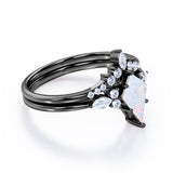 Crown 1.25 Ct Kite Cut Lab Created Opal Bridal Set