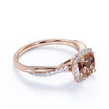 Infinity 1.25 ct Cushion Morganite Halo Engagement Ring