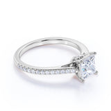 1 Ct Princess Cut Diamond Pave Engagement Ring