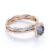 1.50 Ct Round Salt and Pepper Diamond Eternity Bridal Set